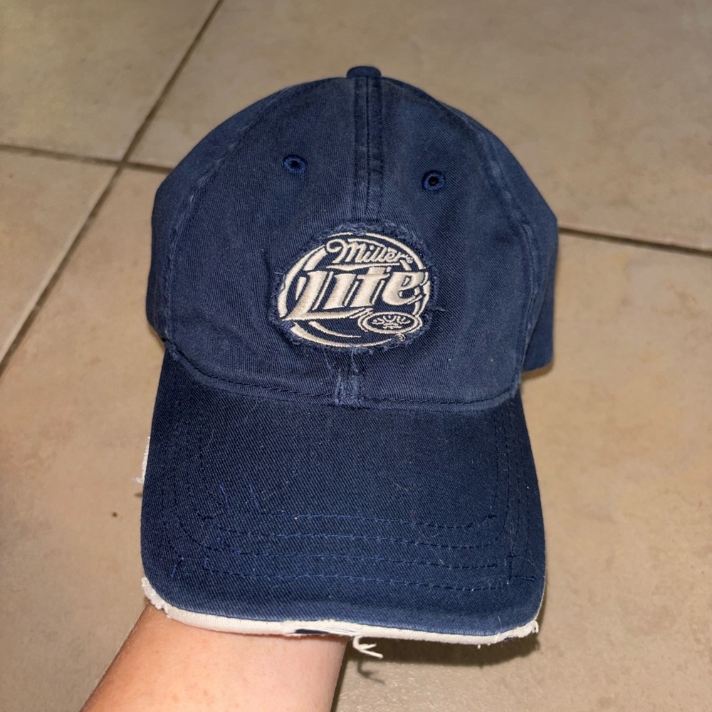 Miller Lite Navy Blue Distressed Cap